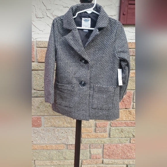 Old Navy Toddler Girl’s Button Front Wool Blend Blazer Tweed Pea Coat 4T - Picture 1 of 11